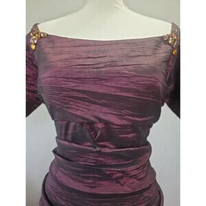 Alex Evenings Petite 12P Garnet Ruched Cocktail Dress Beaded Shoulders NWT